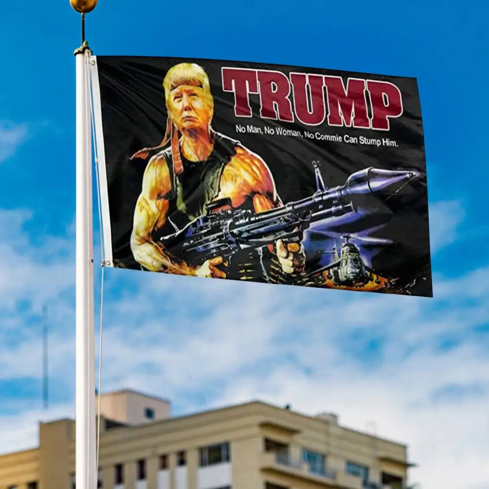 Outdoor Flag Trump 2024 Campaign Flag with Rocket Pattern Double Outdoor Political Statement Flag Durable Polyester Take America