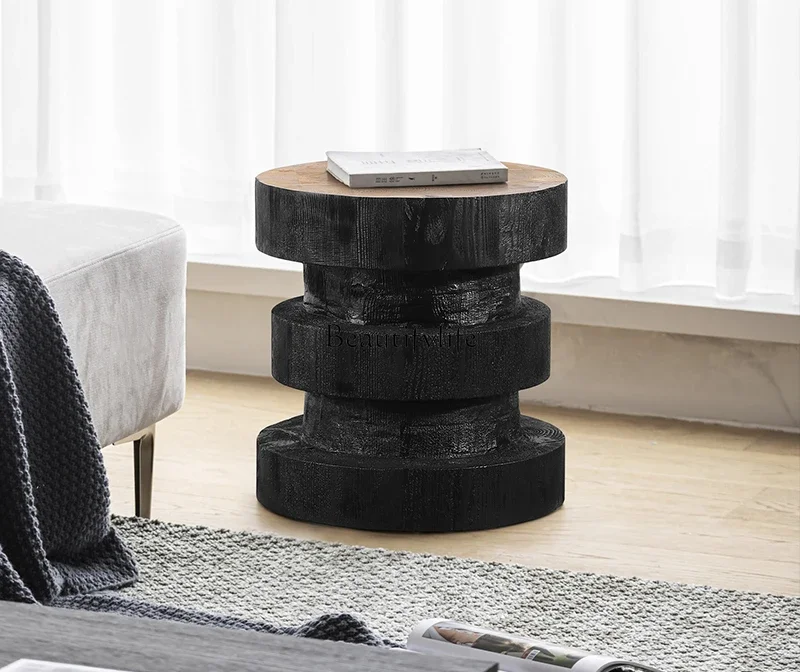 

FG28-Log stump living room side few round carbonized art ornament solid wood coffee table