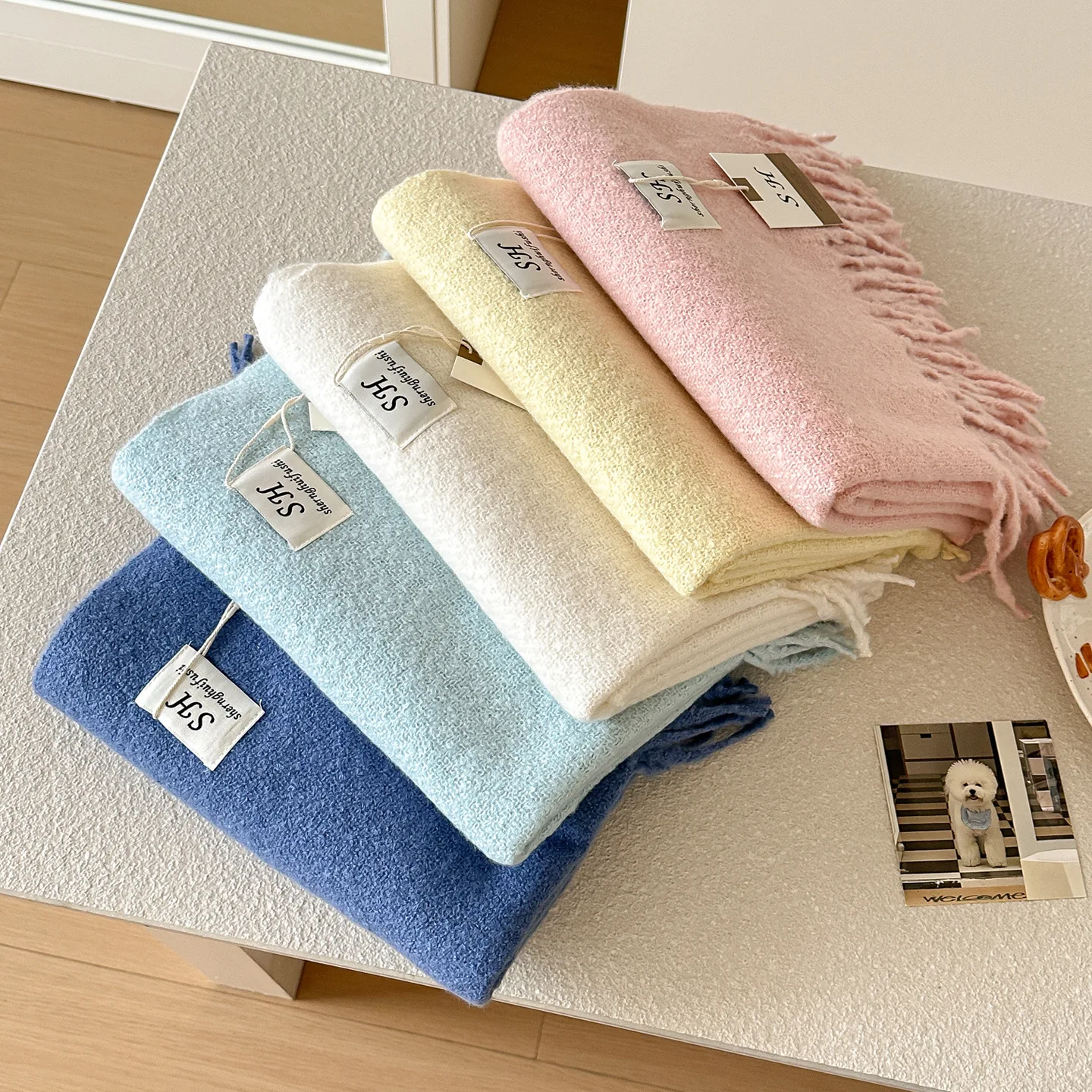 شالات جديدة لعام 2025 على الوجهين وشاح شتوي للسيدات مصمم على شكل زهرة الباشمينا Bufandas Foulard أغطية حجاب دافئة شالات للسفر #3