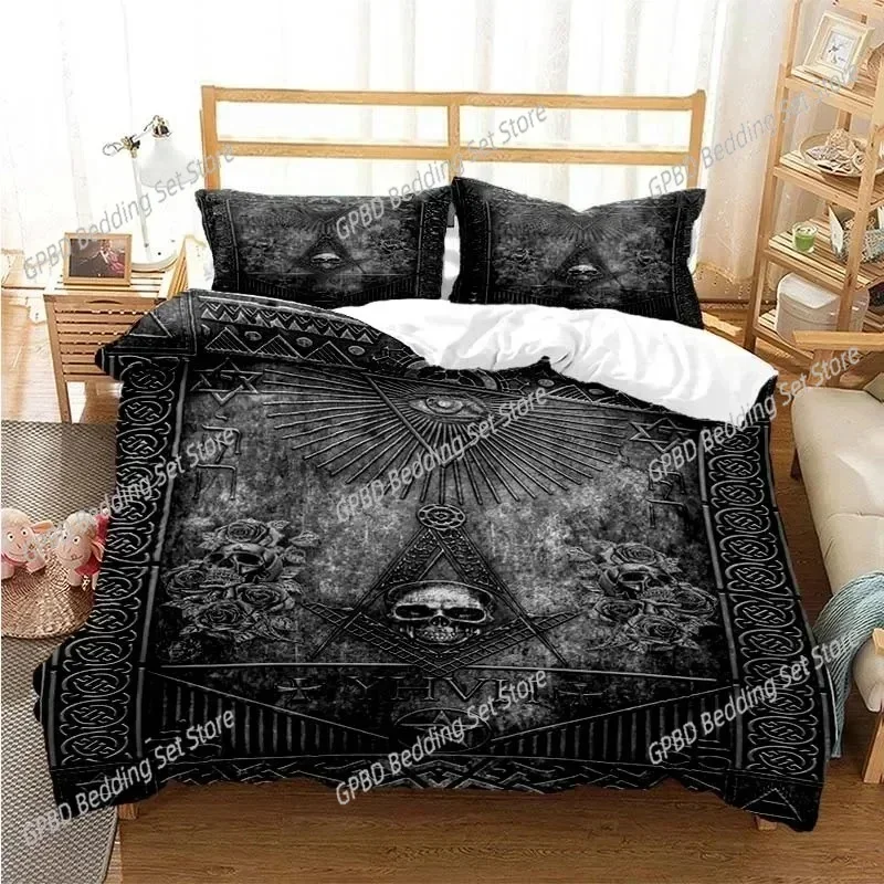

Masonic Freemason Illuminati Bedding Set Boys Girls Twin Queen Size Duvet Cover Pillowcase Bed Adult Fashion Home Textileextile