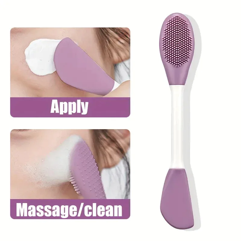 Gezichtsborstel Set Siliconen Gezichtsmasker Applicator Dubbele Kop Lotion Spatel Mee-eter Gezicht Lip Peeling Huidverzorging Gereedschap