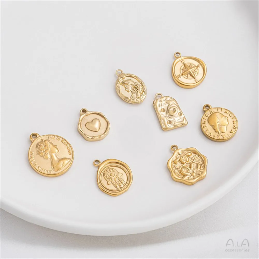 

Titanium Steel Vacuum Plating 14K Real Cherry Blossom Design Pendant Diy Necklace Jewelry Pendant Handmade Material