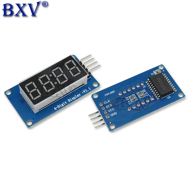 Ibuw-Módulo De Pantalla LED TM1637 para Arduino, 7 segmentos, 4 Bits, 0,36 pulgadas, reloj, ánodo rojo, tubo Digital, cuatro controladores de serie, paquete de placa