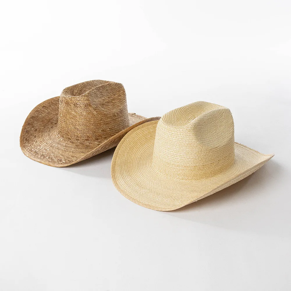 

Western Cowboy Straw hat women Large brim Natural palm leave cowboy hat outdoor travel sun protection straw hat sombrero vaquero