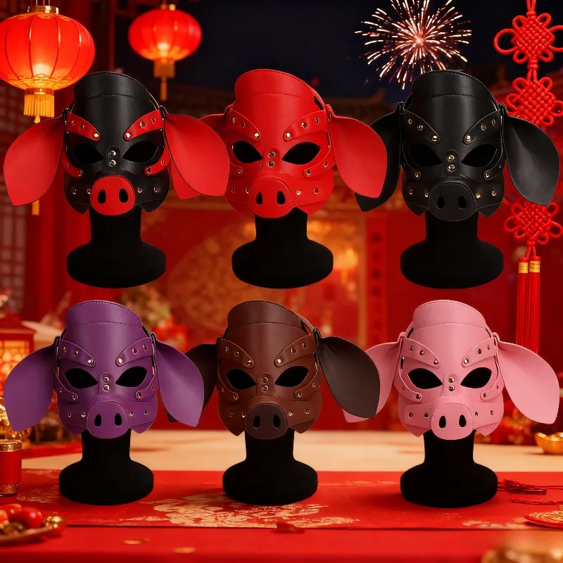 Maska na głowę świnki, pełny zestaw, pokusa, odgrywanie ról, impreza dla dorosłych, zabawki erotyczne, śmieszny gadżet, przebranie, artykuły dla par, prezenty.