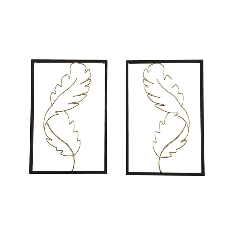 Art pendant, wrought iron frame, wall hanging cover, feather wall decoration