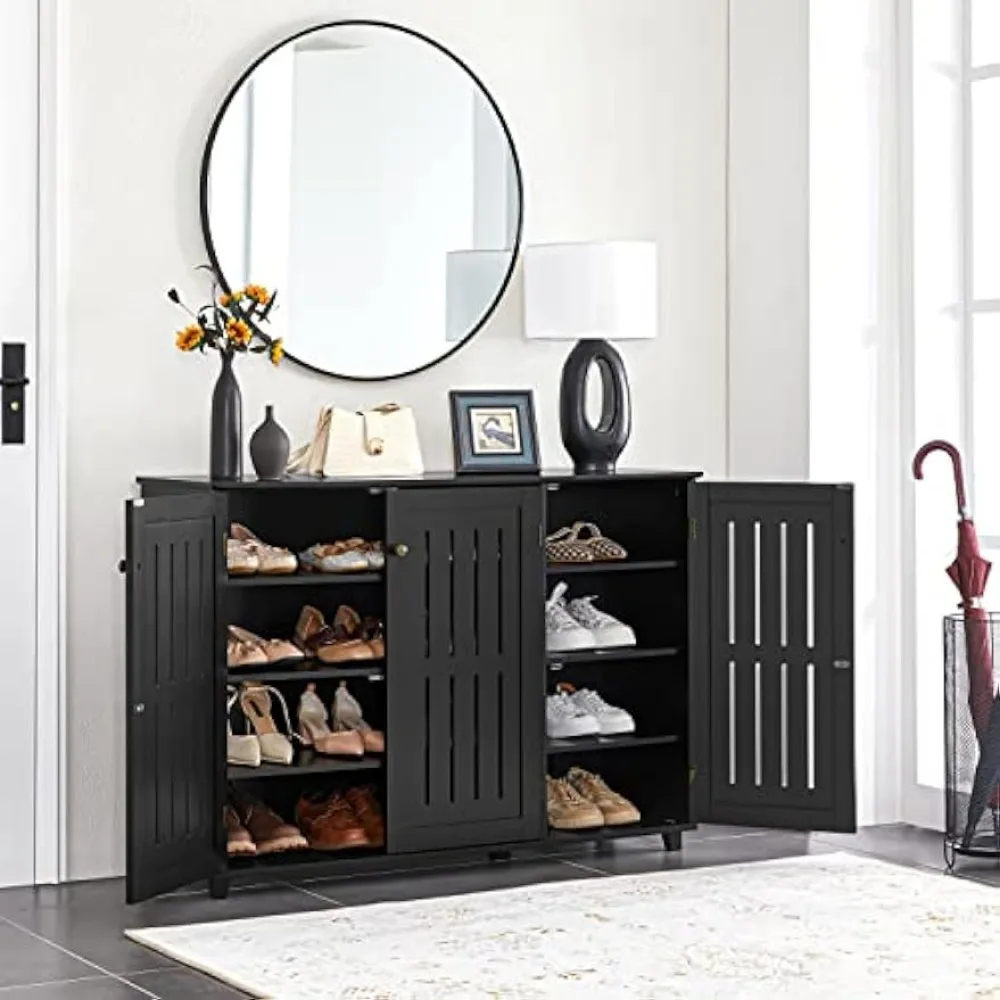 

Free Standing Shoe Rack Adjustable Storage Organizer 4Tier Shoe Rack Shelves Entryway Hallway Furniture for Bathroom Living Room