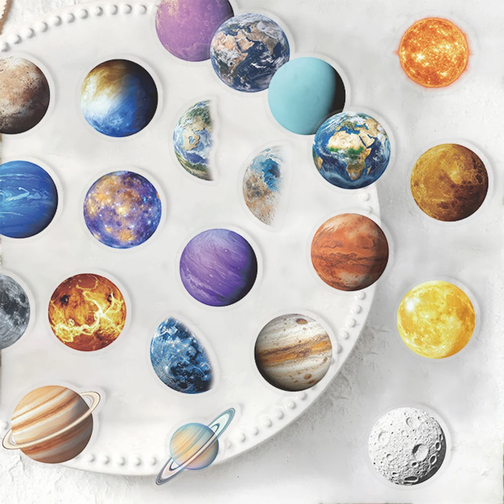 

10/30/50pcs Transparent Planet Space Station Moon Stickers Funny Cartoon Decals Decoration DIY Luggage Phone Laptop Sticker Pack