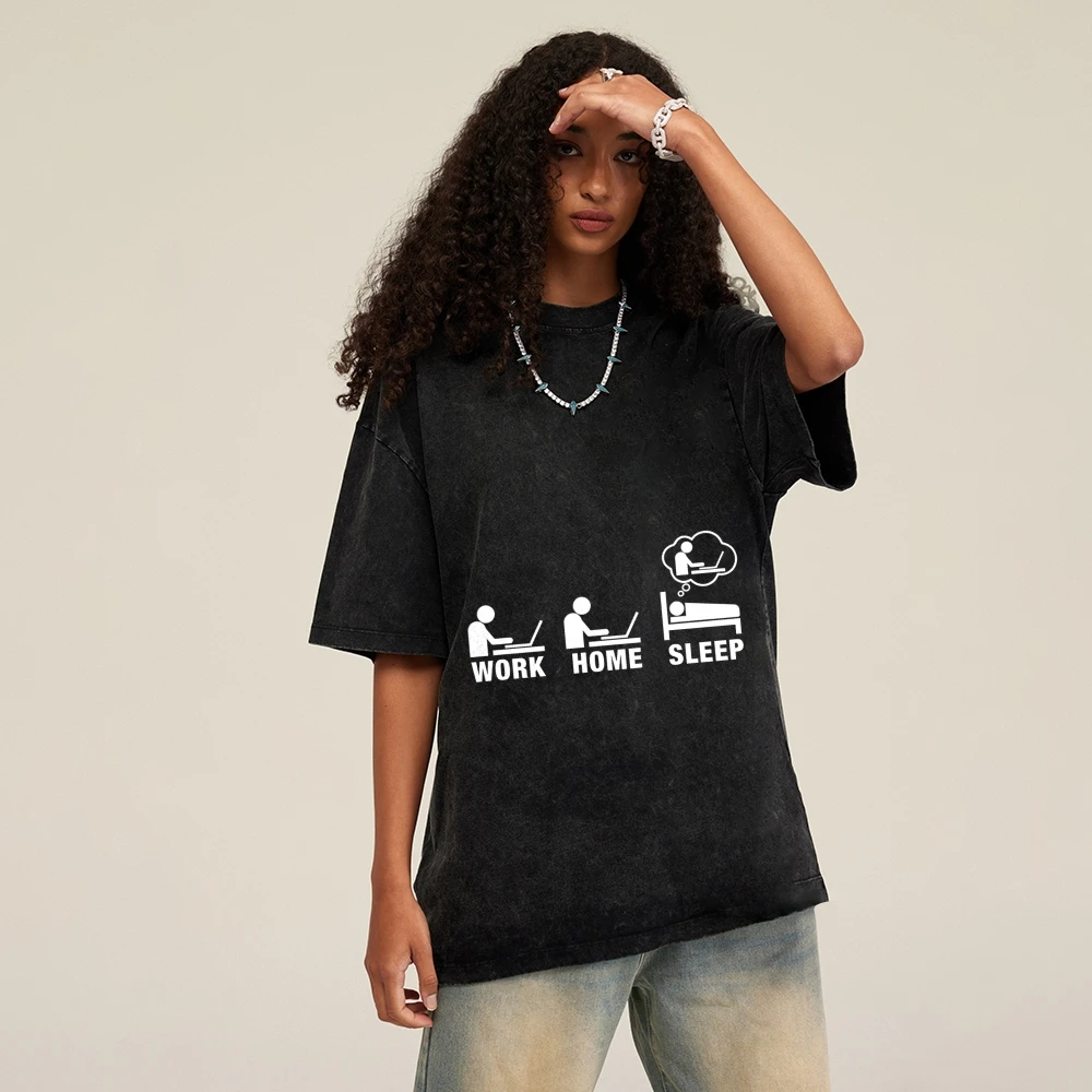 

Women's Y2K Cotton Tee Work Home Sleep Print Cutecore Life Vibe Trendy Gray Casual Top Comfortable Daily Wear