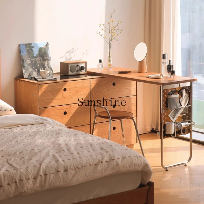 

Furniture medieval solid wood, chest integrated cosmetic table storage, small apartment storage