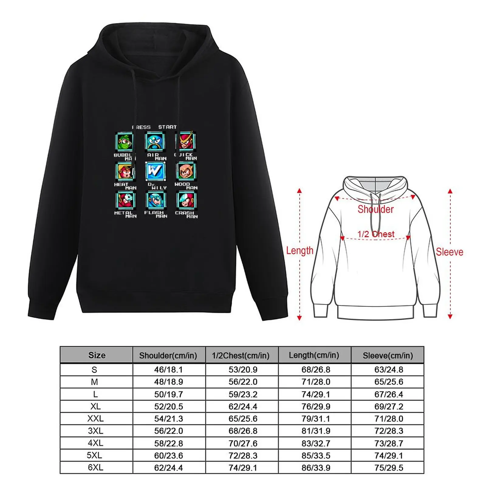 Megaman 2 stage select Pullover Hoodie men's autumn clothes japanese style new in hoodies & sweatshirts