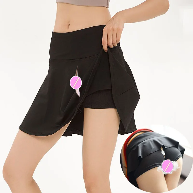 

Outdoor Sex Invisible Open Crotch Pants Tennis Skirts Women Crossover High Waisted Ruffle Layered Workout Athletic Golf Skort