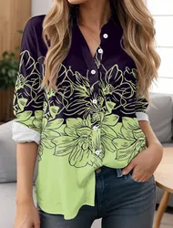 Women's T Shirt Fashion Long Sleeve Tops Flower Printed Shirts and Blouses Fall and Winter Women's 2024 Home Commuting Clothing