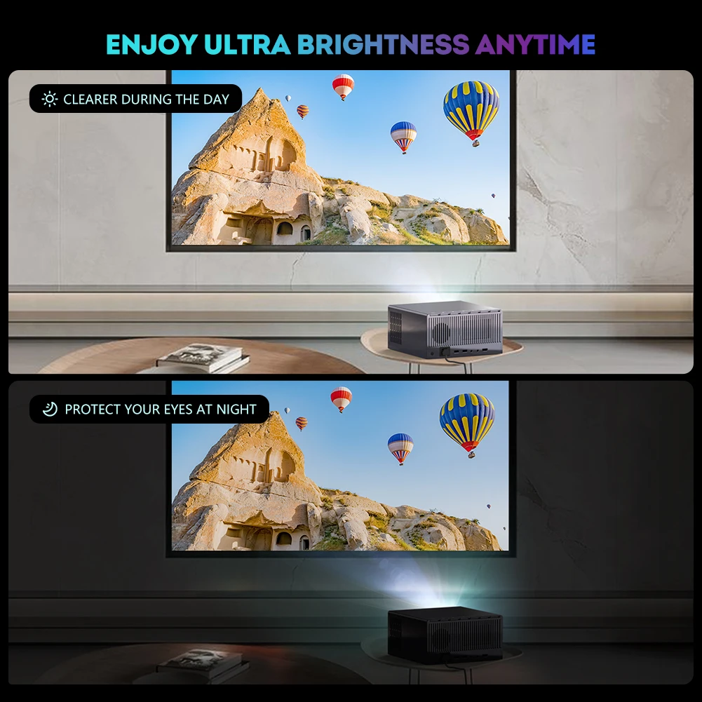 Top! Projector 4K Full HD Native 1080P 12000 Lumens Android 9.0 Bluetooth 5.0 Keystone 5G WiFi Daylight Outdoor Home Theater