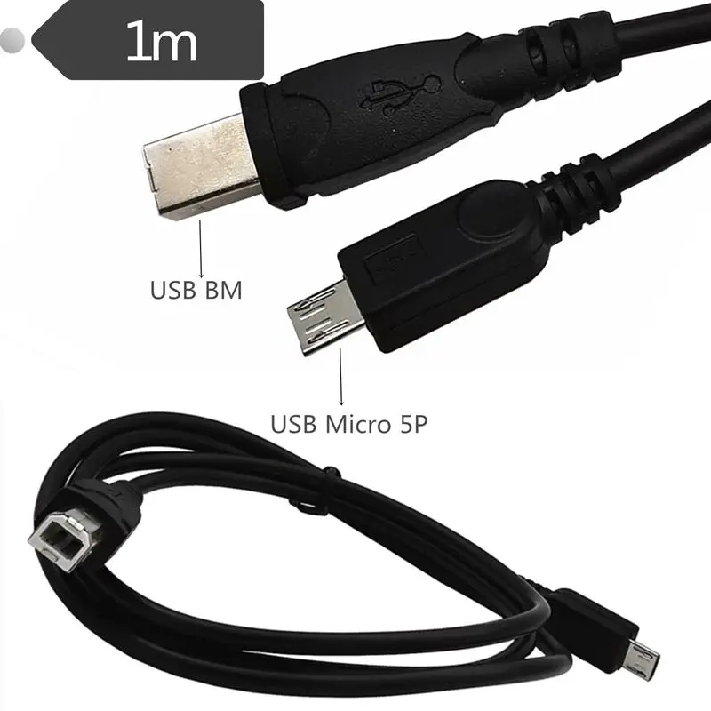 1m USB BM to Micro 5P Electronic Piano Cable, OTG Mobile Phone to Connect Electronic Piano Smart Electric Piano App Data Cable