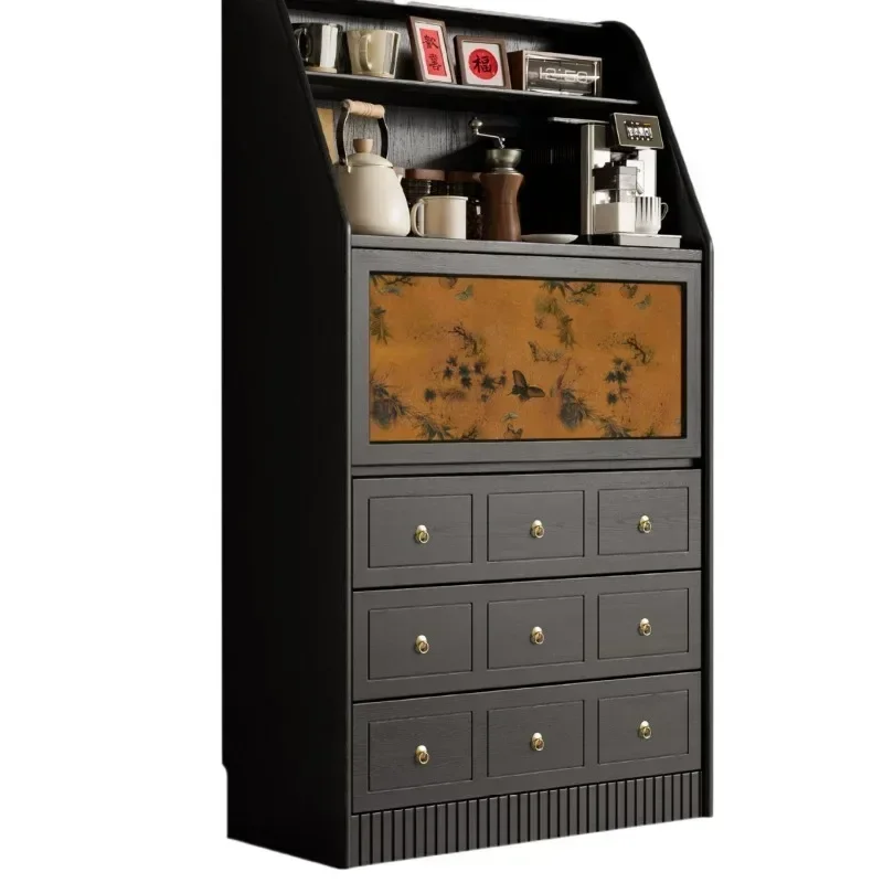 North American retro solid wood chest, medieval style dining side cabinet, multi-functional storage cabinet, French country