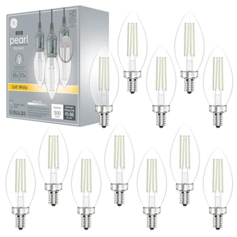 

Pearl Filament LED Light Bulbs B11 Decorative Candle Lights High-Definition and Dimmable LED Bulbs Soft White 60-Watt Replaceme