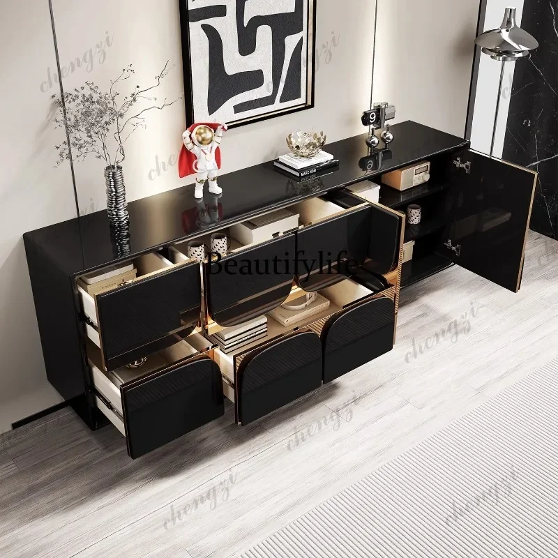 D1089 Italian light luxury door cabinet modern minimalist solid wood decoration storage dining side cabinet bedroom bedside cabi - view 3