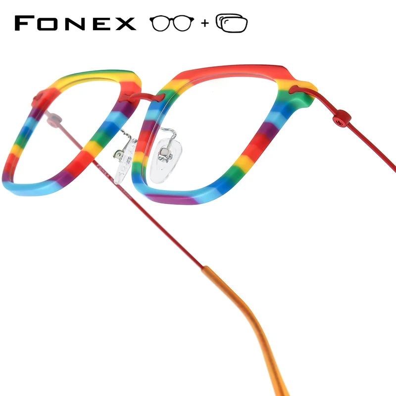 FONEX Progressive Prescription Glasses Custom Anti Blue Myopia Optical Lenses Eyewear Men Square Eyeglasses Acetate Frames 85843