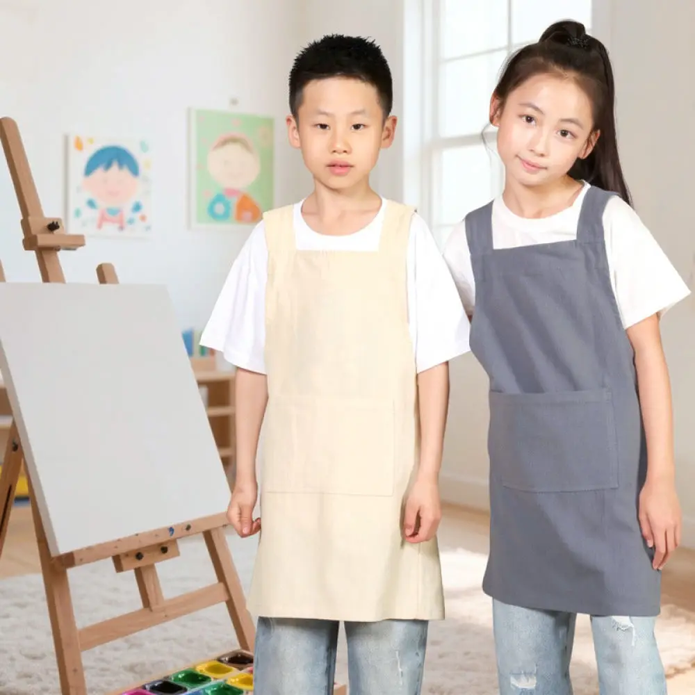 Cute Children Art Smock For Painting Calligraphy Cooking Crafting Japanese Style Protective Bib Kids Kitchen Apron