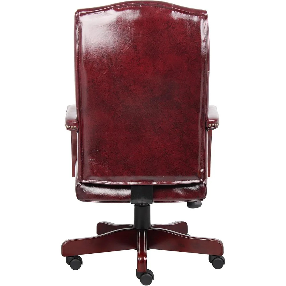 Classic Executive Caressoft Chair with Mahogany Finish in Burgundy