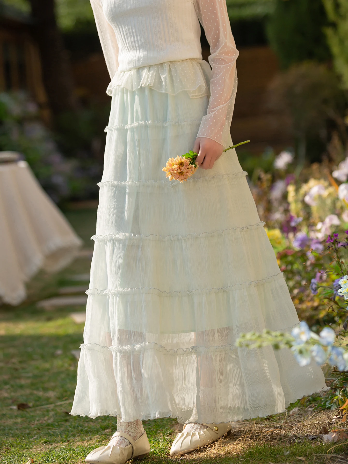 

Новая весенняя коллекция: Женская модная юбка-миди с высокой талией, А-силуэт, пастельная, из фатина, многоярусная