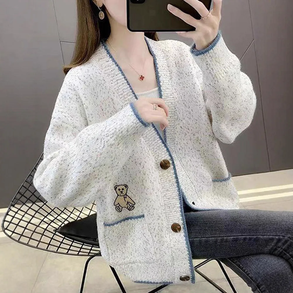 

Свитер-кардиган, женский осенне-зимний универсальный новый искусственный норковый бархат, женское пальто, свободный вязаный топ в ленивом стиле для женщин