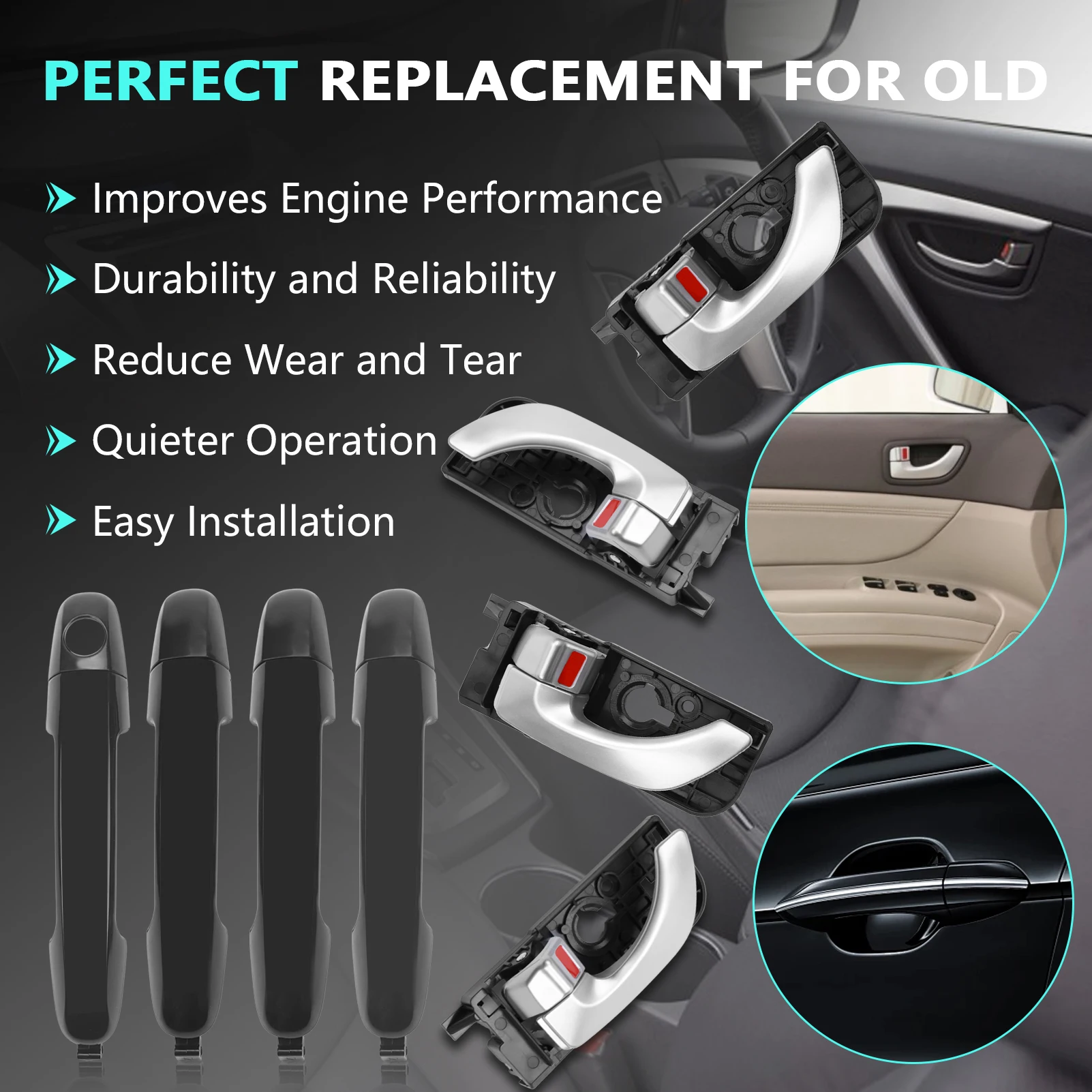 

1 Set Complete Exterior & Interior Door Handles 826103K020XZ for 2006-2008 Hyundai Sonata 826513K000 96526