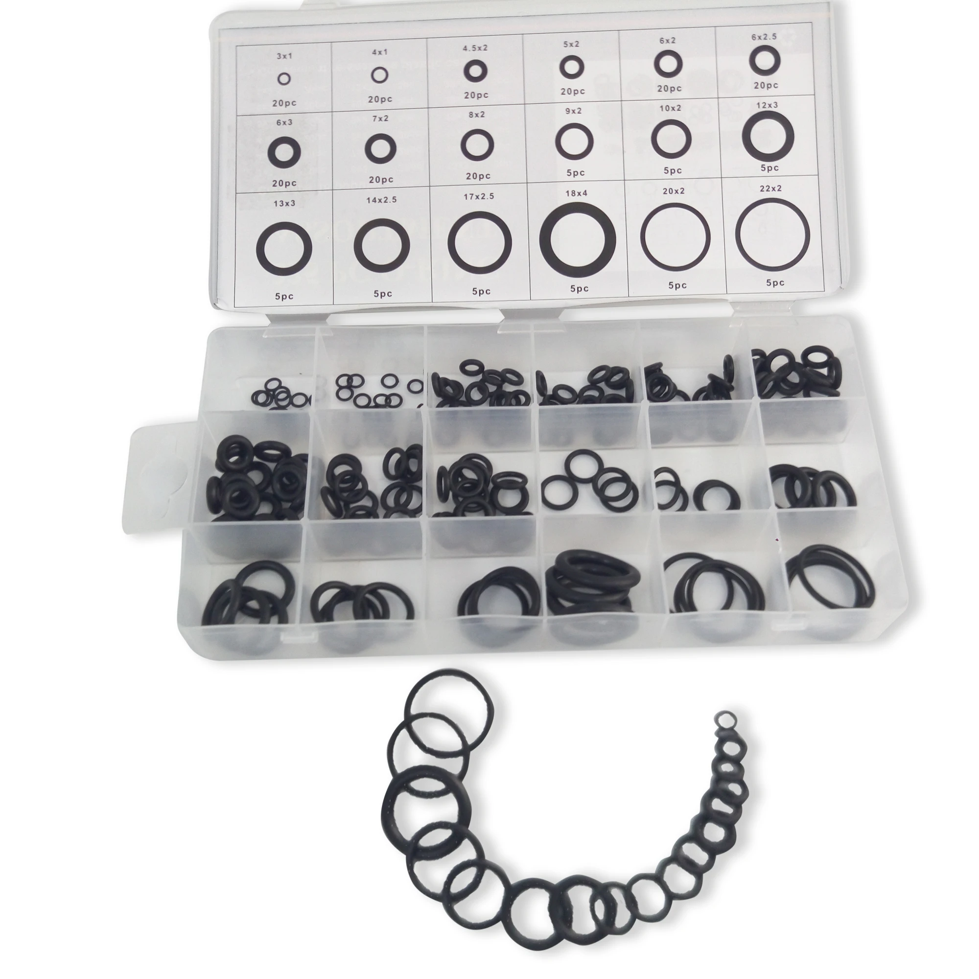 Acecare Black O-ring 225pcs/18 Sizes For Scuba Diving Tank Cylinder Rubber Replacements Durable Sealing O-rings