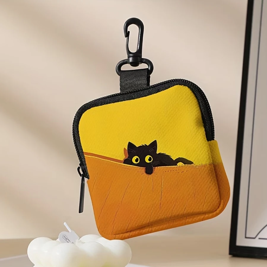 Cat Print Pattern Large Capacity Coin Purse, Digital Printed Coin Purse Storage Bag, Multifunctional Key Card Holder Coin Purse, Ideal Gift Choice