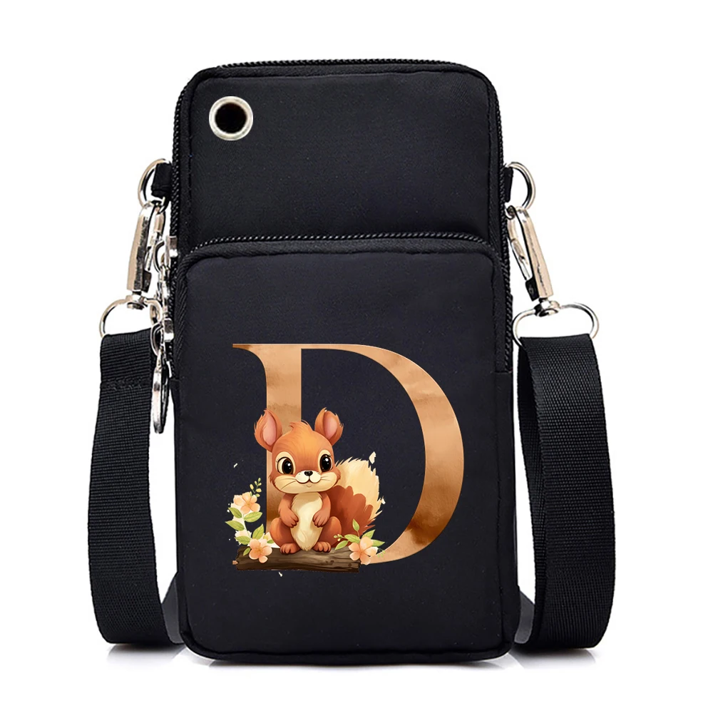 Fashion Mobile Phone Bag Cute Squirrel Alphabet Women Mini Shoulder Bag Hip Hop Fashion Graphic Black Bag Small Crossbody Bags