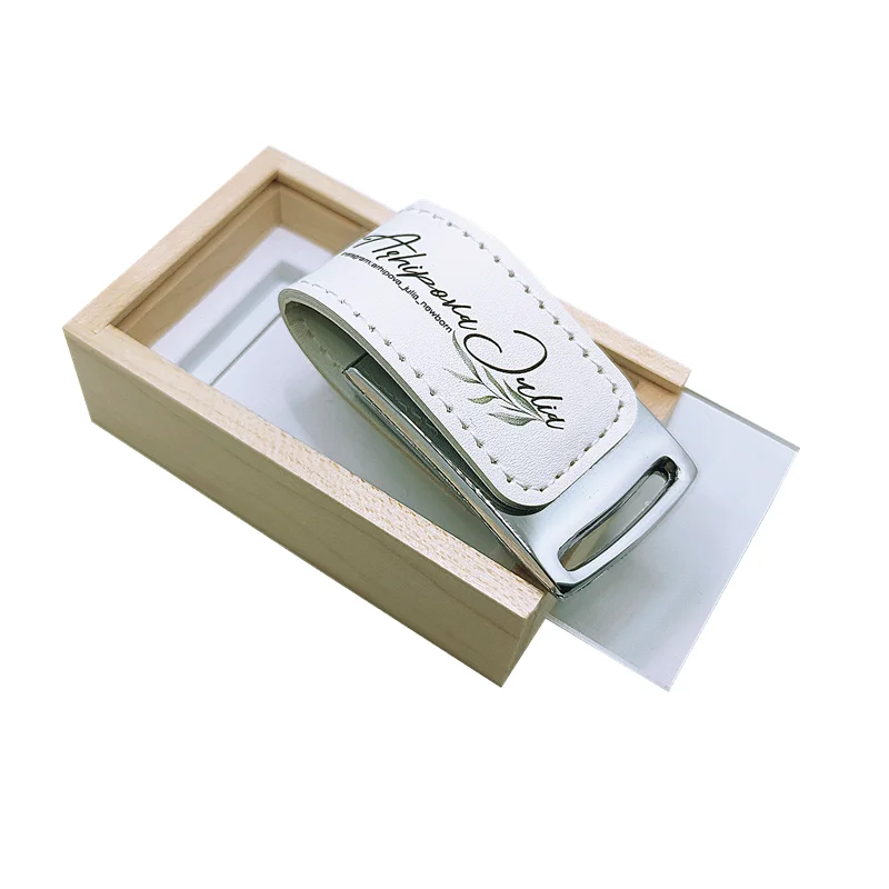 

Бесплатная индивидуальная цветная печать логотипа, белая кожа, металлическая флэш-накопитель USB2.0, 4 ГБ, 8 ГБ, 16 ГБ, 32 ГБ, 64 ГБ, 128 ГБ и деревянная коробка