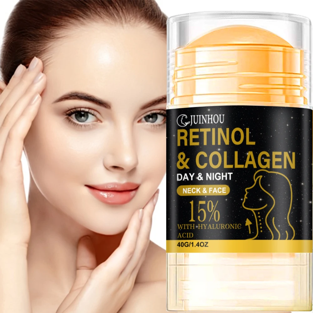 JUINHOU 40g Face Neck Cream Stick Retinol Collagen Moisturizes Improves Elasticity Makes Skin Look Plump Radiant Daily Skincare