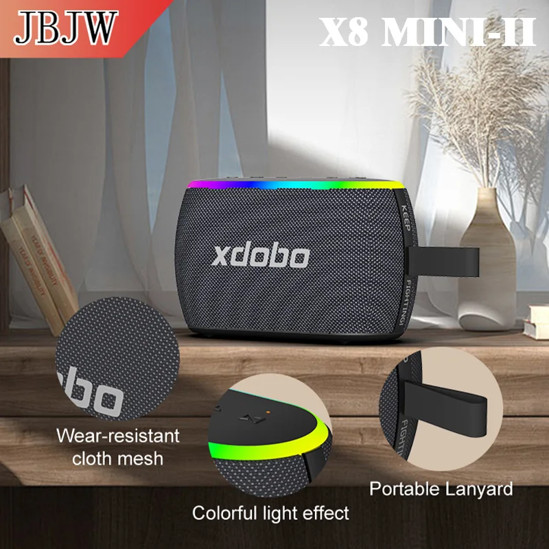 XDOBO 2025 Портативный Bluetooth-динамик 30 Вт Мощный маленький корпус 3 вида звуков RGB Light IPX6 Водонепроницаемая уличная музыкальная шкатулка