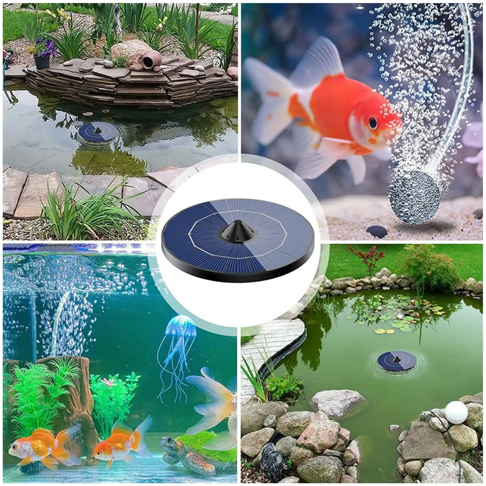 Solar-powered pond aerator pump Aquarium aerator pump With 1.5M hose, air stone Floating Pond Aerator Kit Solar Pool Oxygen Pump view 4