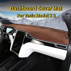 For Tesla Model X S Dashboard Cover Mat Light Proof Sunshade Mats Flannel Flocking Protective Pad LHD Car Interior Accessories