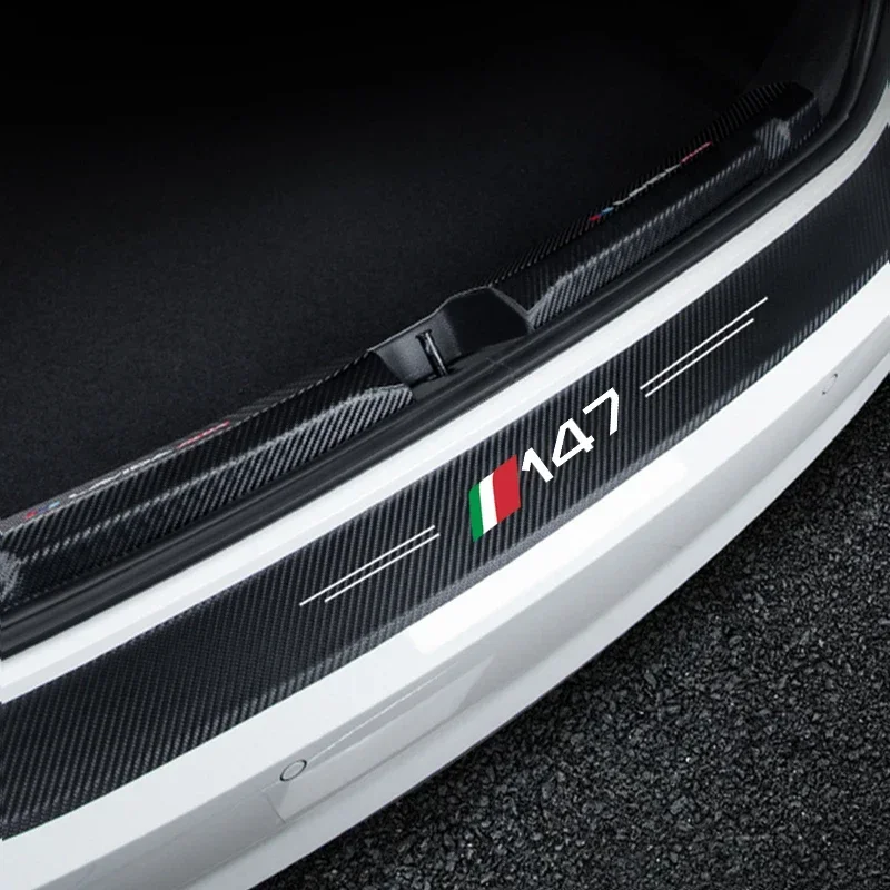 for Alfa Romeo 147 Logo Car Trunk Bumper Sill Protector Stickers Door Threshold Scuff Plate Decals Strip Tape Pedal Guards view 3