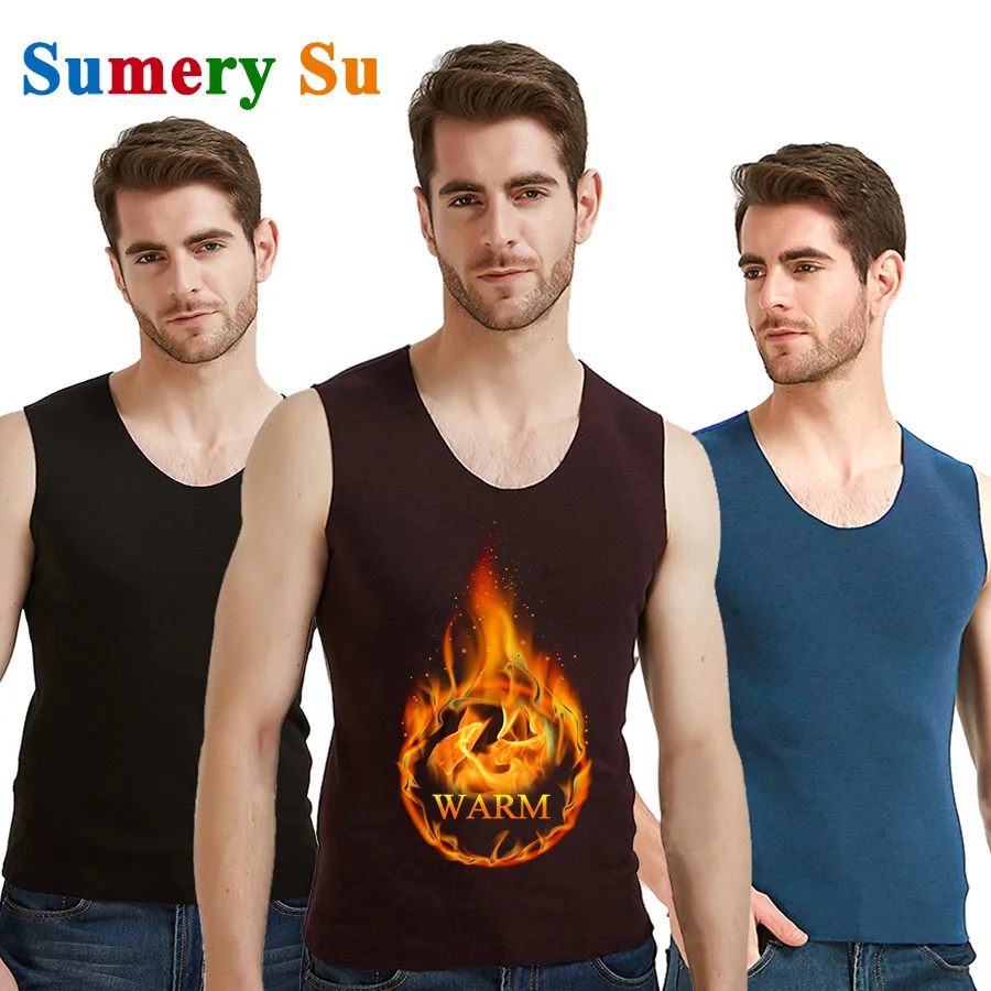 

Warm Tank Tops Men Winter Thick Clothes Fitness Thick Heating Fiber Vest Male Sleeveless Tops Slim Casual Seamless Undershirt