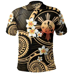Philippines Flag Pattern Polo Shirt Men Women Polynesian 3D Printed T Shirts Casual Hawaiian Loose Button Tees Short Sleeve Tops