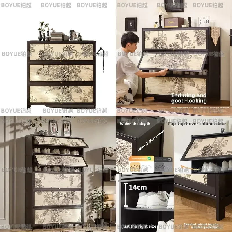 Vintage Bamboo Shoe Rack Stackable Storage Cabinet for Living Room Kitchen Organizer Multi Layer Footwear Shelf Home Decor
