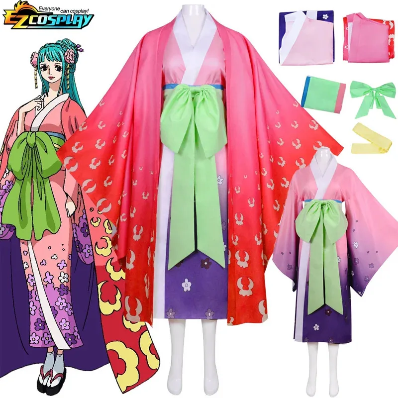 

A Bear's Home Anime Kozuki Hiyori Cosplay Costume Kimono Halloween Carnival Ball Uniform Pink Print Suit Coat Skirt Bo 2025 New