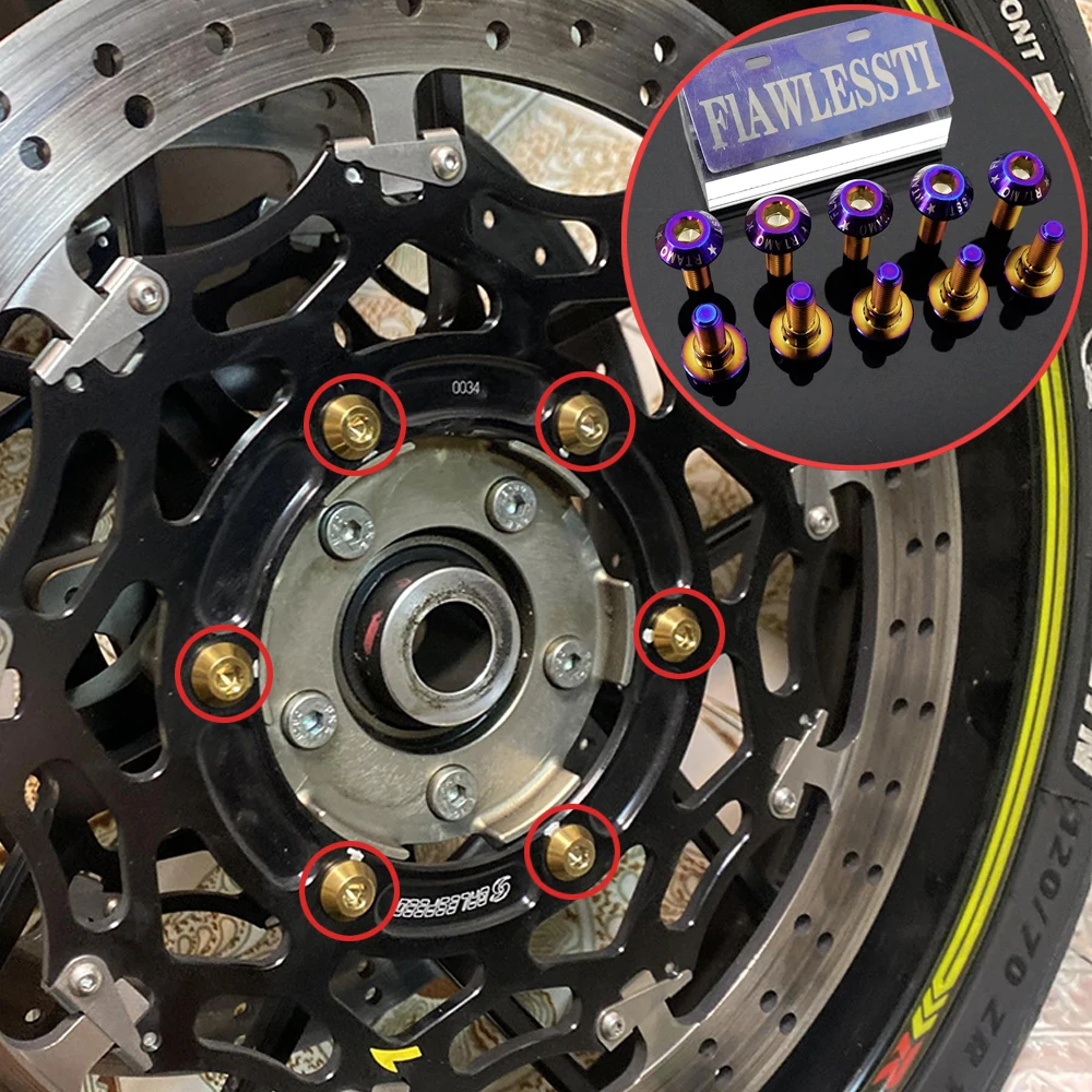 

FLAWLESSTI Gr5 Титановый болт тормозного диска ABS Датчик диска Передний суппорт Масляный бак Боковая крышка Болт Гайка передней оси для Yamaha YZF-R1