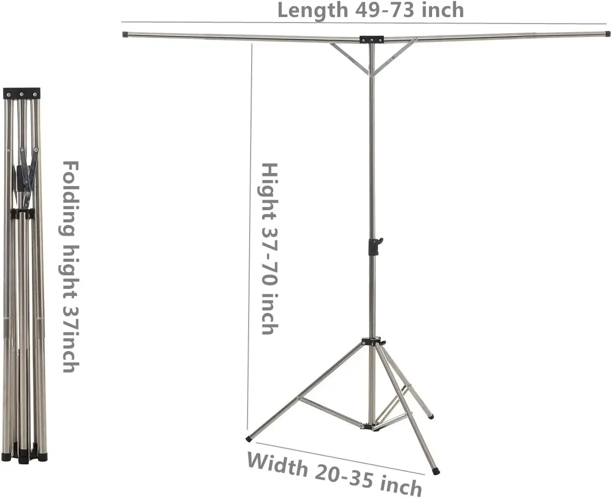 Heavy Duty Stainless Steel Laundry Drying Racks, Adjustable High Capacity Garment Rack, with Windproof Hooks.