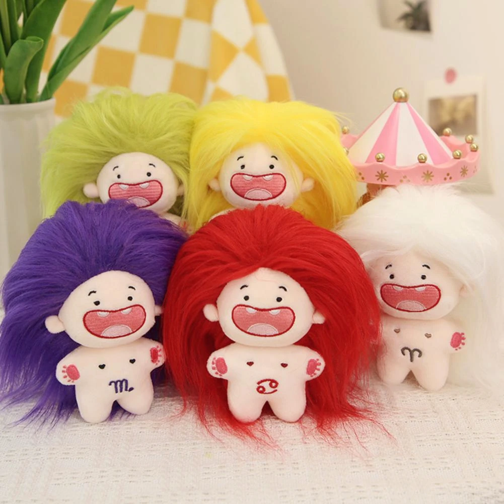 12 constellations Braided Hair Cotton Doll Plush Rock DIY Naked Doll Stuffed Figure Plushies Toys Fans Collection Gifts Girls