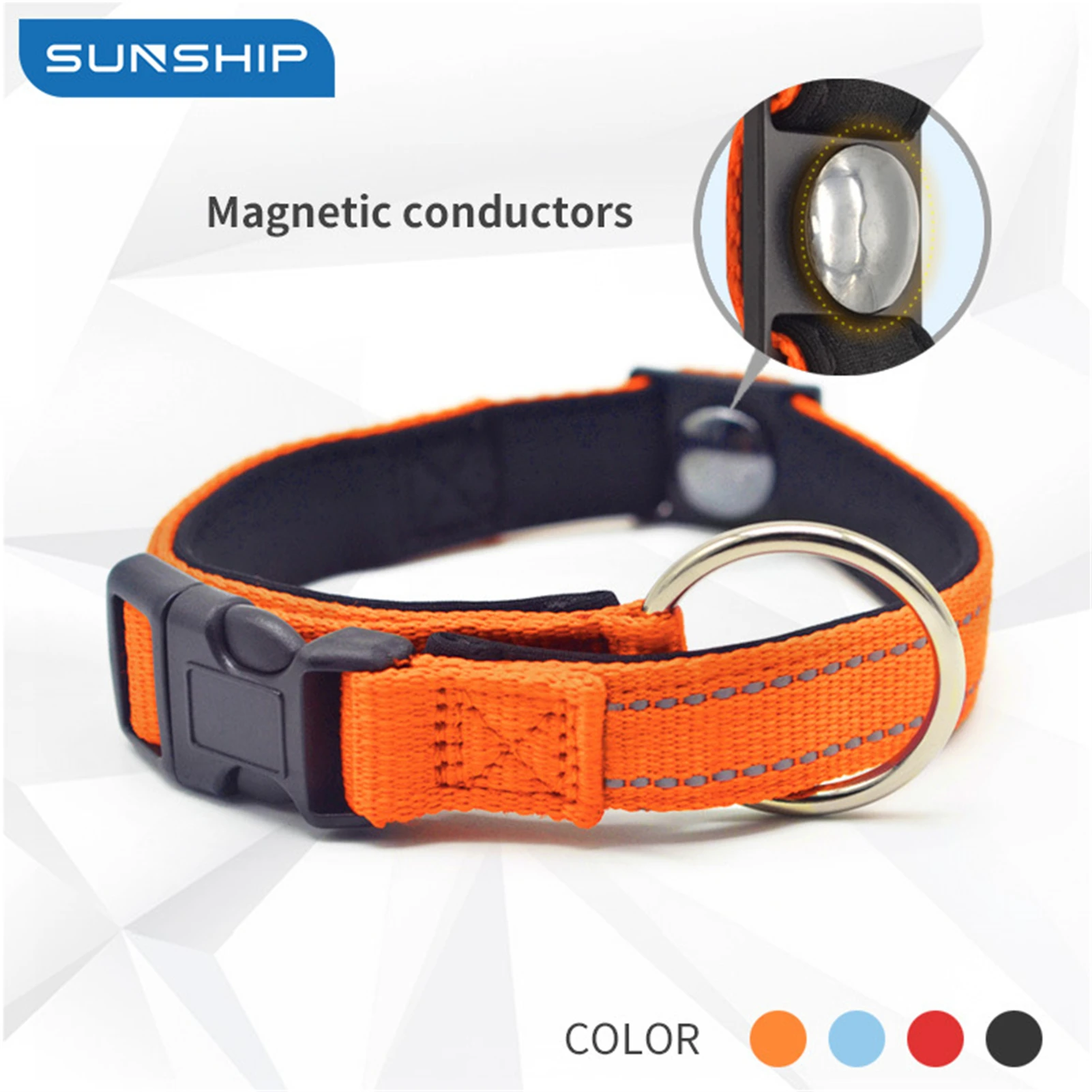 

Reflective Dog Collar Adjustable Leash Connection Magnetic Pet Necklace Waterproof Nylon Pet Collar For Medium And Large Dogs