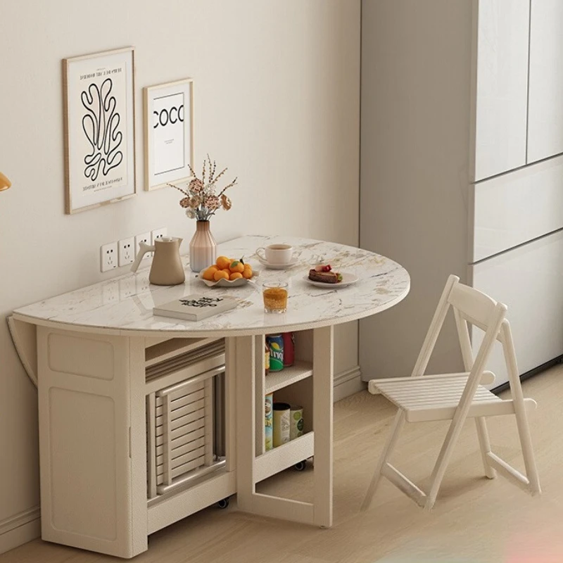 

Simple Storage Dining Table Legs Luxury Waterproof Modern Dining Table Folding Round Set Sala Da Pranzo Home Furniture