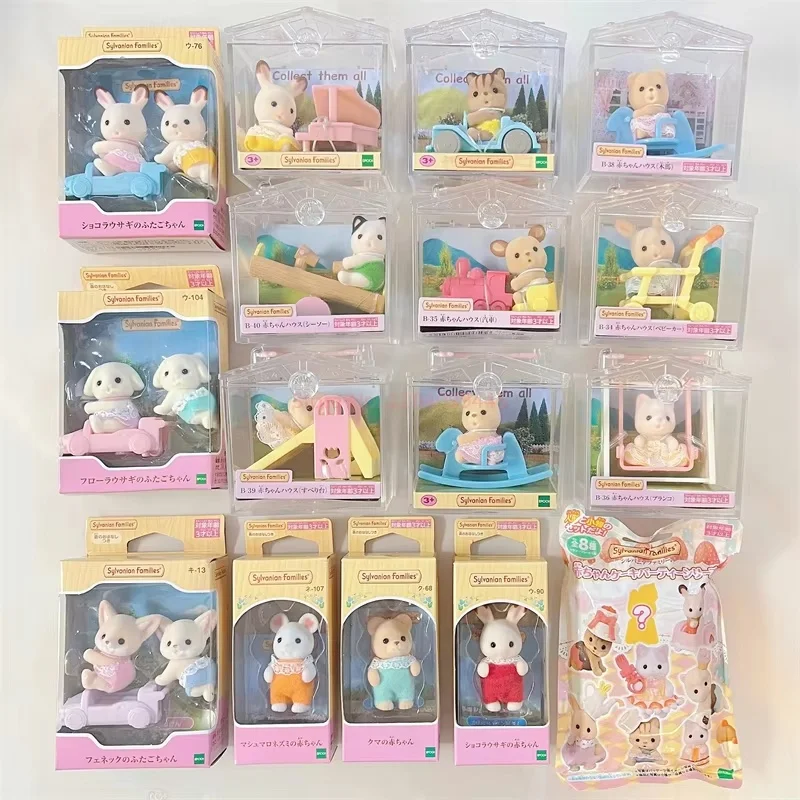 Japanese Sylvanian Families Anime Figures Cute Persian Cat Triplets Huskies Twins Love Mouse Baby  Girl Toys Ternurines Figure