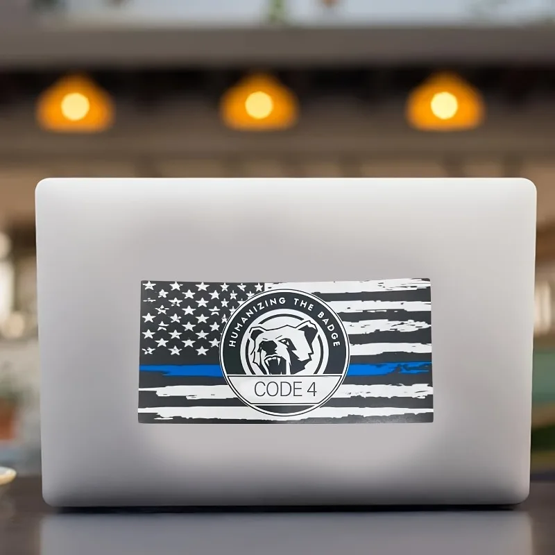 1PC Patriotic Thin Blue Line American Flag Car Stickers Waterproof Auto Truck Window Trunk Bumper Sunscreen Vinyl Decals