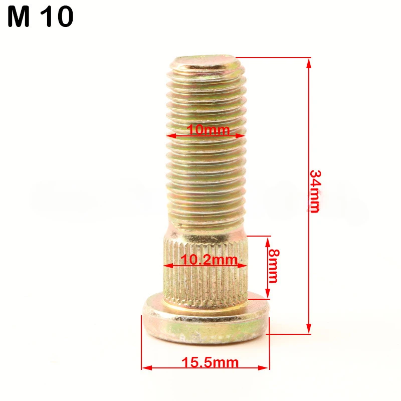 Tornillo estriado M8-M10-M12 perno de cubo de rueda para ATV UTV Buggy Kart Quad accesorios de bicicleta 4 unids/lote