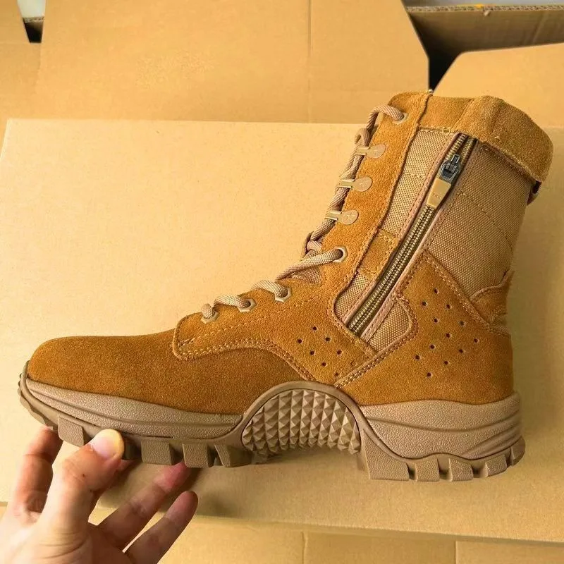 Men's Women's Boots Cowhide Puncture-proof Safety Work Boot Outdoor Tactical Training Boots Winter Plush Warm Men Combat Boots